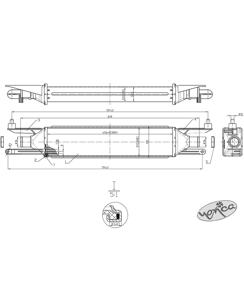 Turbo Radyatörü (Intercooler) Grande Punto-Linea 1.3 Mtj (70 Cv) (450X100X52)